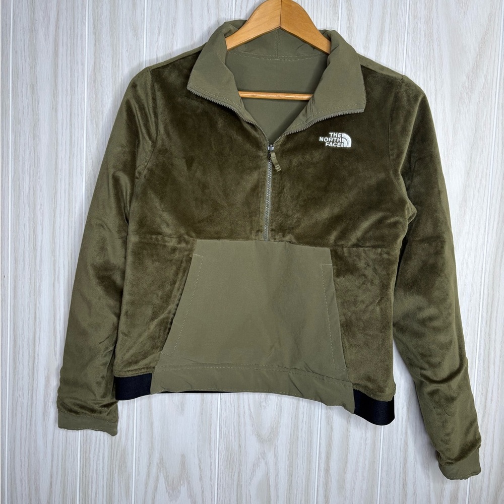 The North Face Reversible Double Sided 2 in 1 Forest Green Mink Fleece Pullover